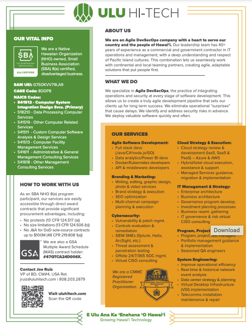 ULU HI-TECH Capabilities PDF Preview